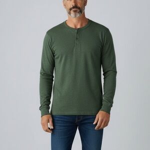 Henley Top Oversized Green Long Sleeve men’s XL